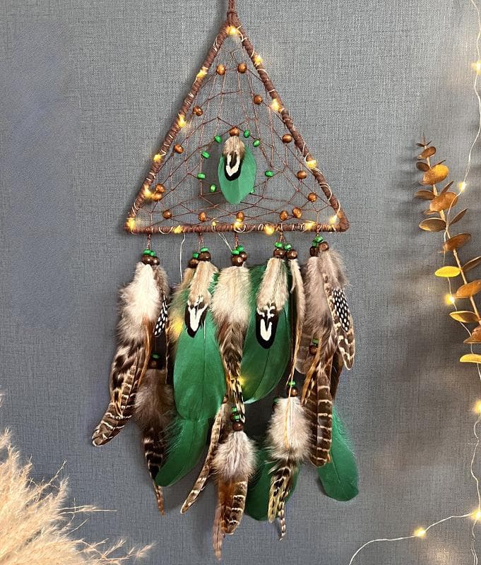 Triangle Dream Catcher Wind Chime Hanging Decoration New Handicraft Creative Living Room Bedroom Decoration Wind Chime Gift Finished product