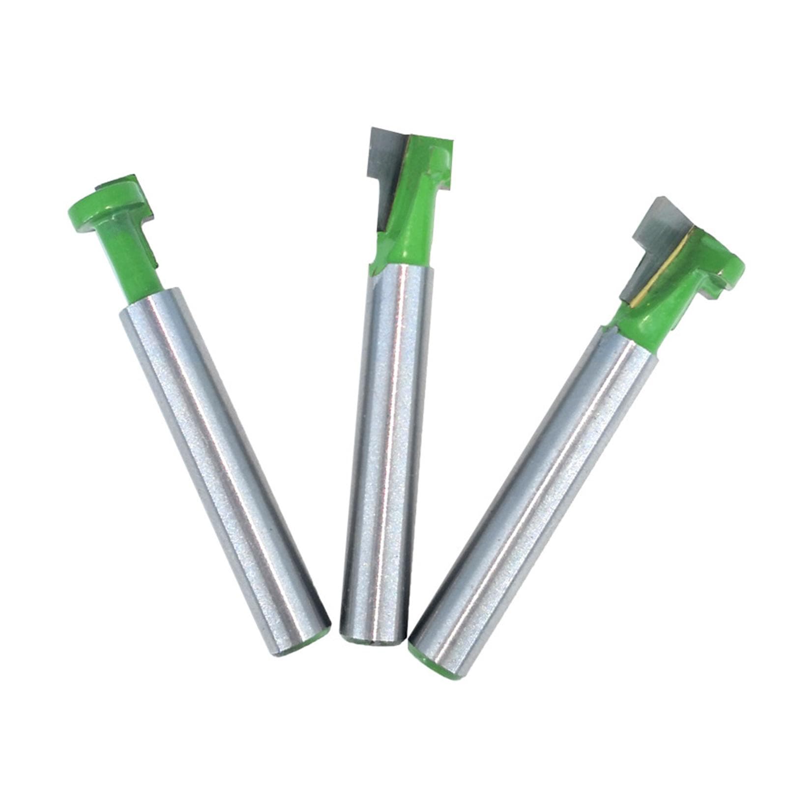 Keyhole Router Bits Set 6.35mm (1/4 Inch) Shank 5/16 3/8 & 1/2 Inch Blade Diameter for Wood Hex green