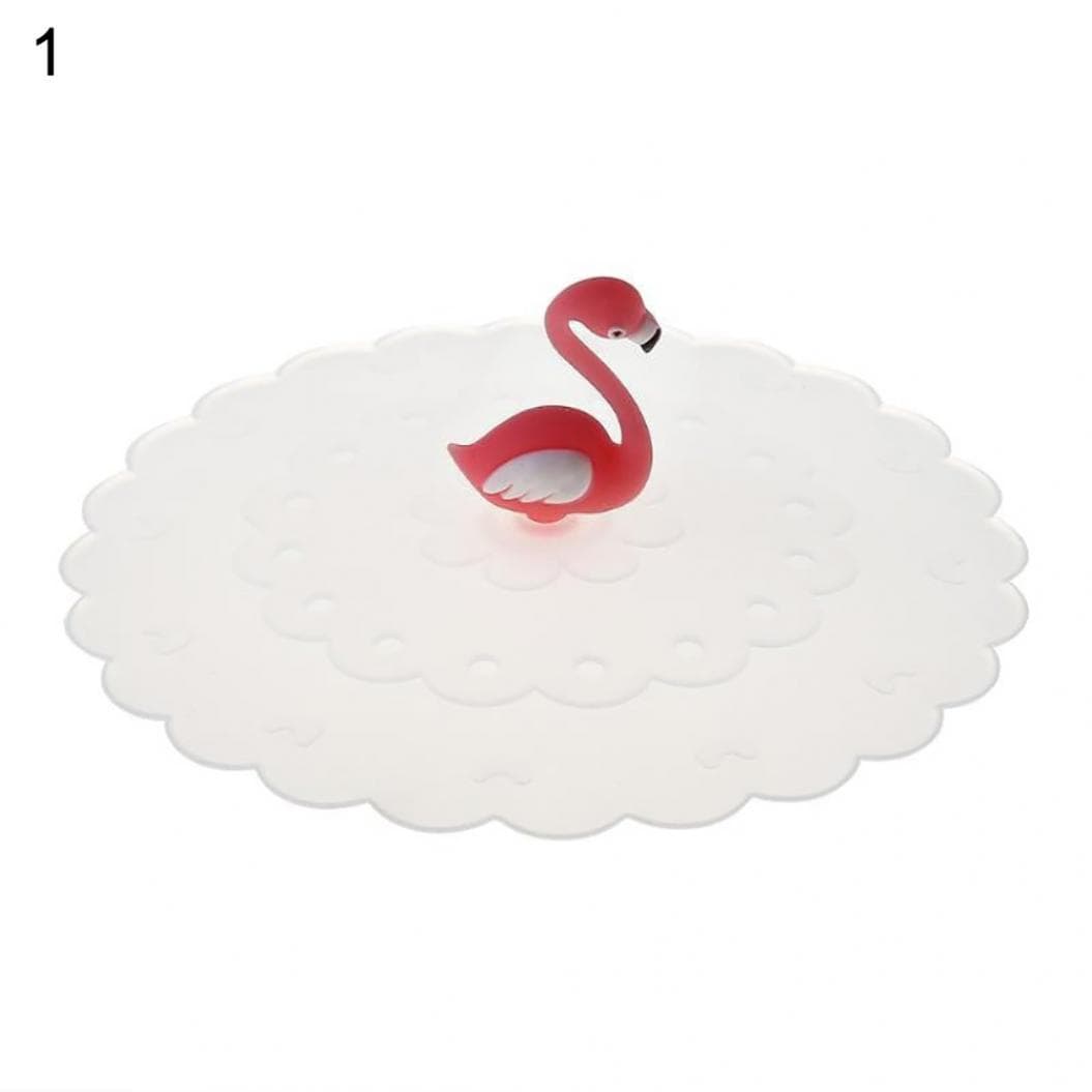 Creative Flamingo Anti-Dust Reusable Silicone Coffee Mug Glass Cup Lid Cover Cap