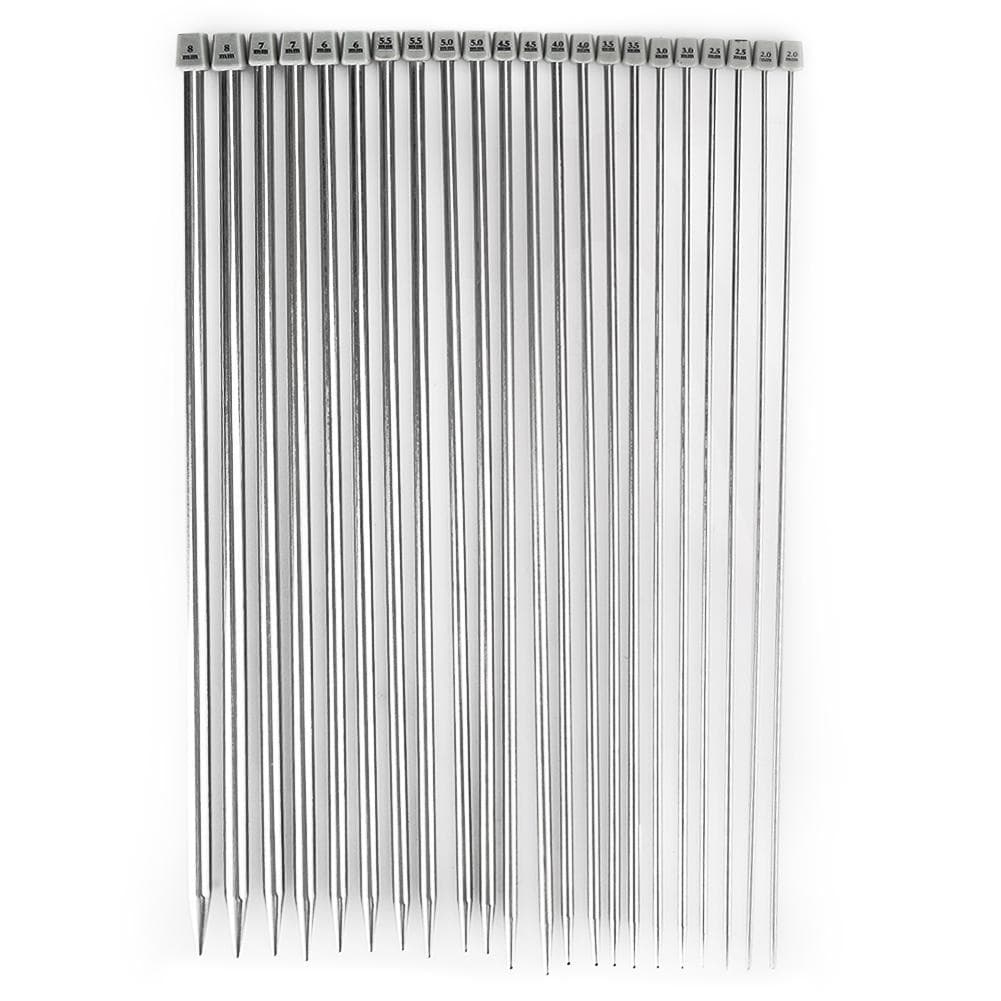 Stainless Steel Knitting Needle DIY Crochet Hooks Single Pointed Tool Set for Sweater Scarf white
