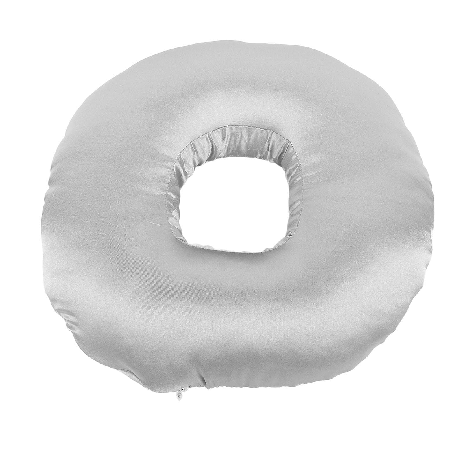 Silky Satin Ear Pillow Donut Pillow Ear Guard Pillow Side Sleeping Ear Pillow for Side Sleepers silver grey