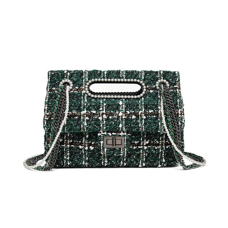 Diamond-shaped Pearl Chain Women's Bag, Spring and Summer Fashionable Single-shoulder Crossbody Bag, Simple Underarm Bag, Ladies' Bag green