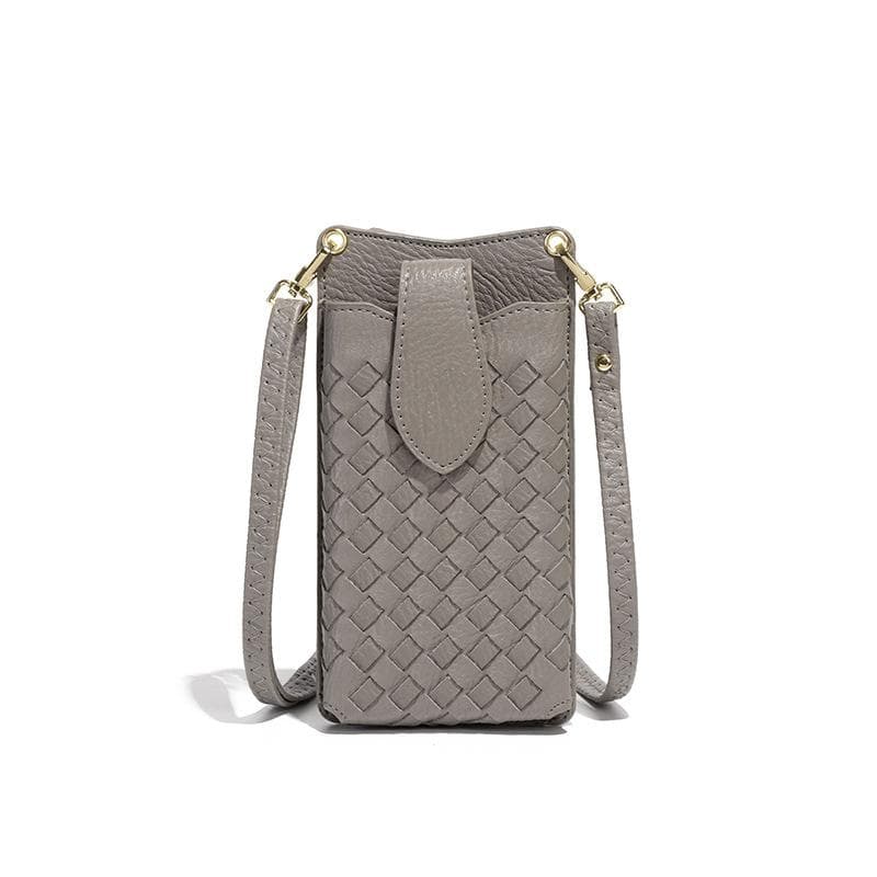 Fashionable Hand-woven Bag, Solid Color Compact Card Bag, Mobile Phone Bag, Trendy and Versatile, Single-shoulder Cross-over Mini Women's Bag