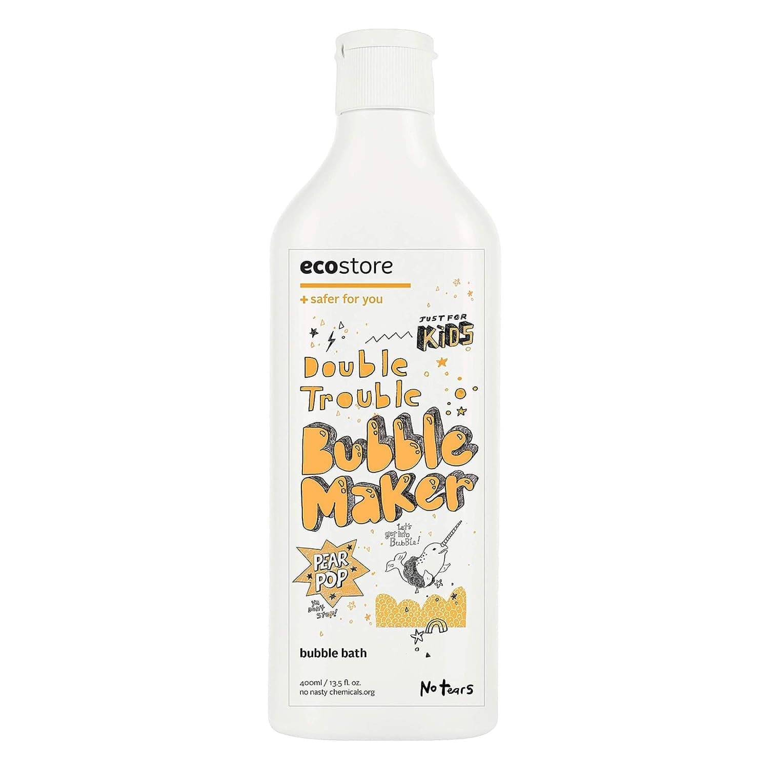 ecostore Bubble Bath Bubble Gentle on Skin [Pear Pop] 400mL, Kids' Bath, Foam, white