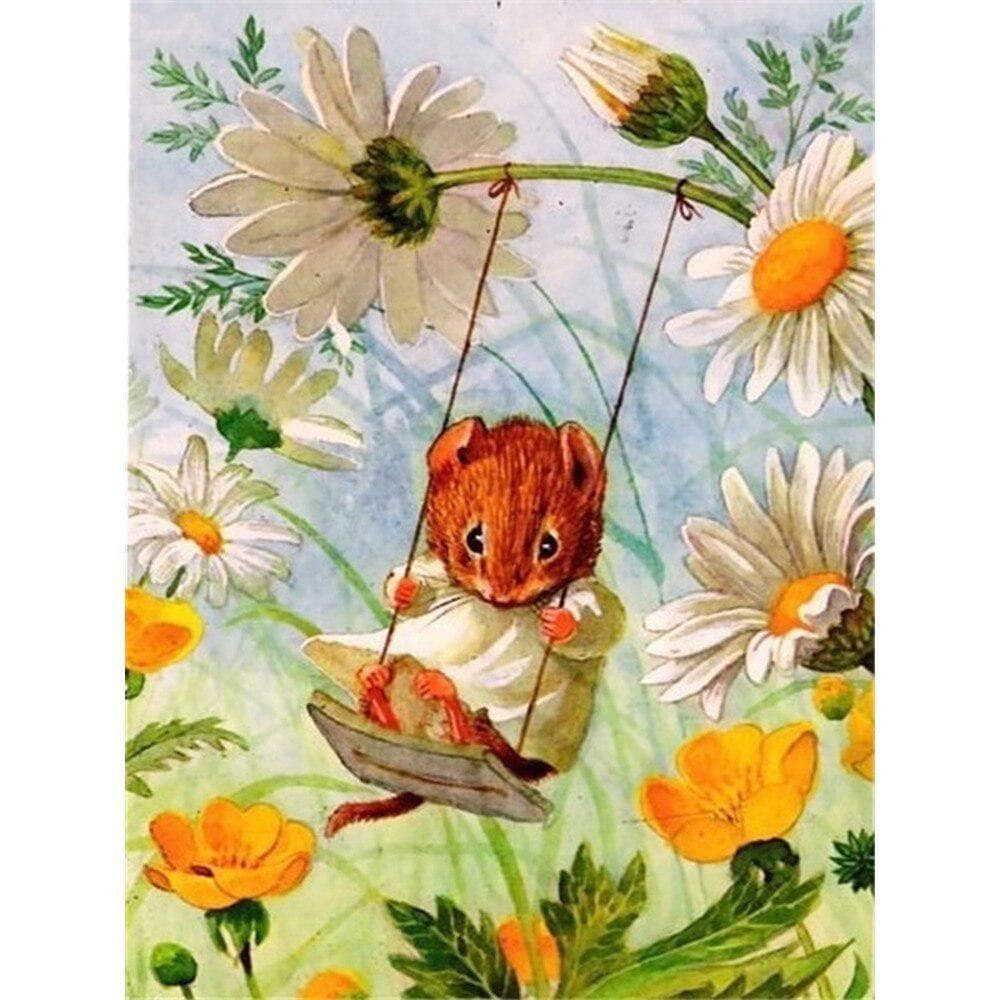 Diamond Painting Swing Mouse Picture of Rhinestones Diamond Painting Cross Stitch Diamond Embroidery 20X30CM
