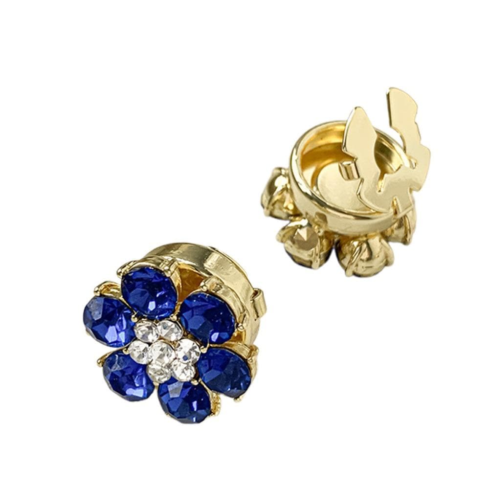 Detachable Rhinestone Button Covers Floral Pattern Flower Button Covers for Clothing Decorative Blue 18mm