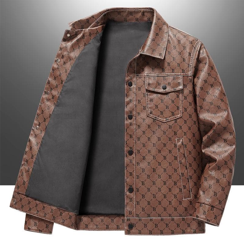 Men's Leather Jacket Korean Style Large Size Fat Casual Jacket Lapel Leather Jacket for Men 5XL