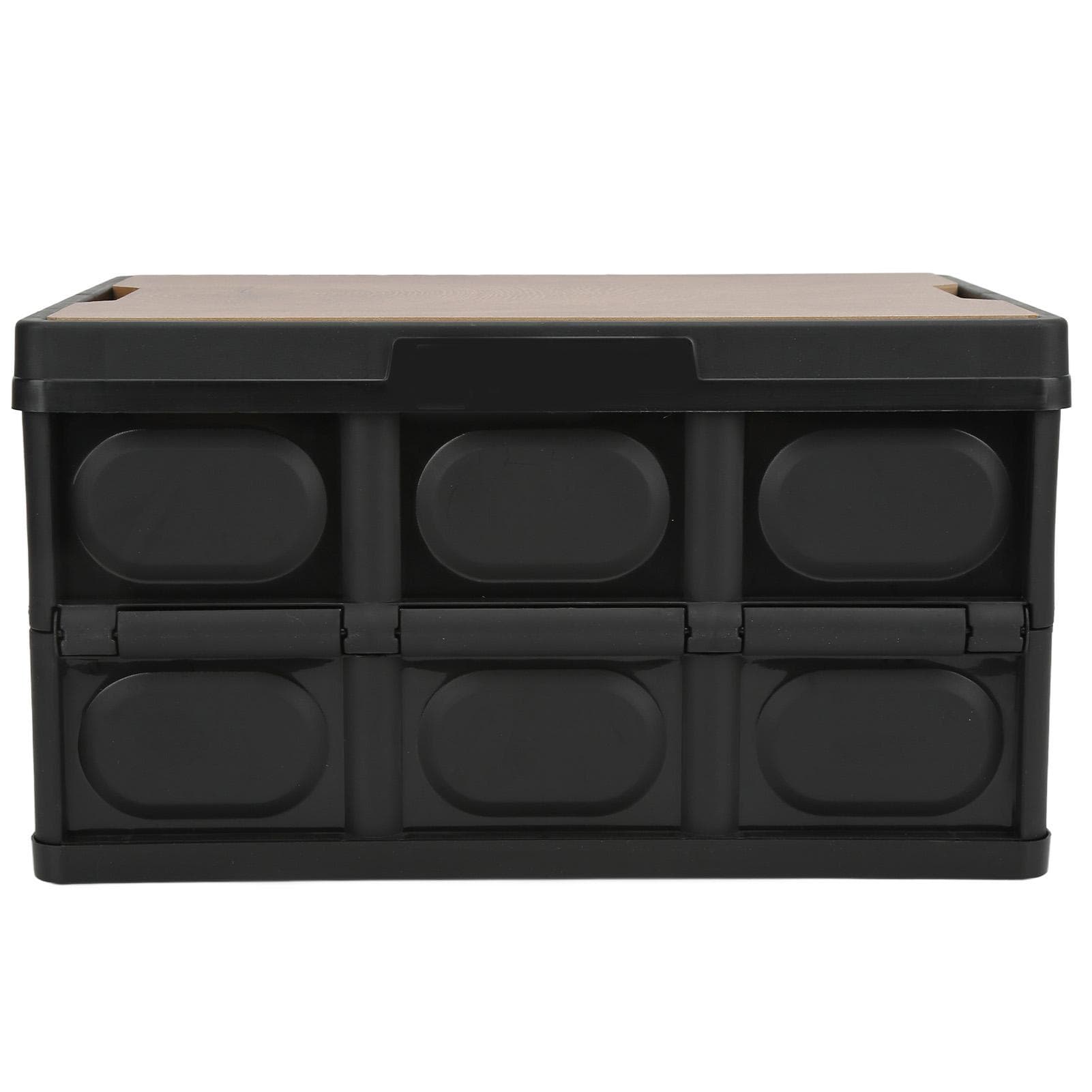 30L Outdoor Multifunctional Folding Storage Box Thicken Removable Portable Storage Box with Wooden black