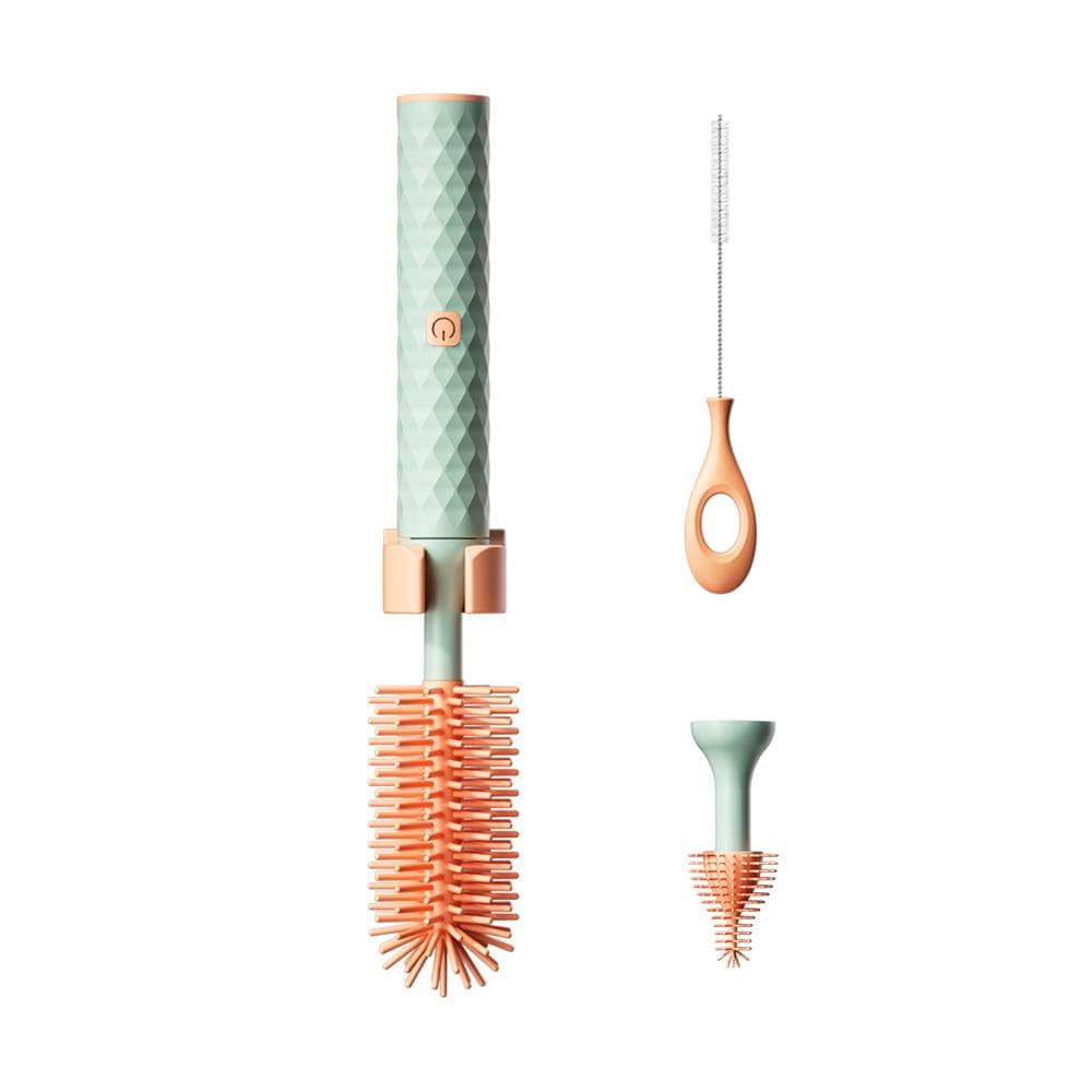 Electric Bottle Cleaning Brush Baby Bottle Nipple Straw Brush Cleaner Water Bottle Cleaning Kit 5Pcs English pink