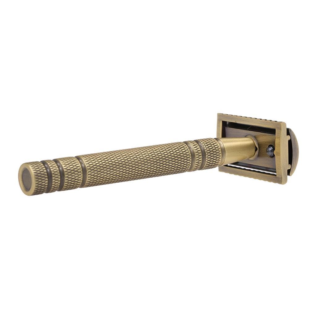High Quality Men's Handheld Manual Shaver with Stand Safety Razor Set Kit bronze
