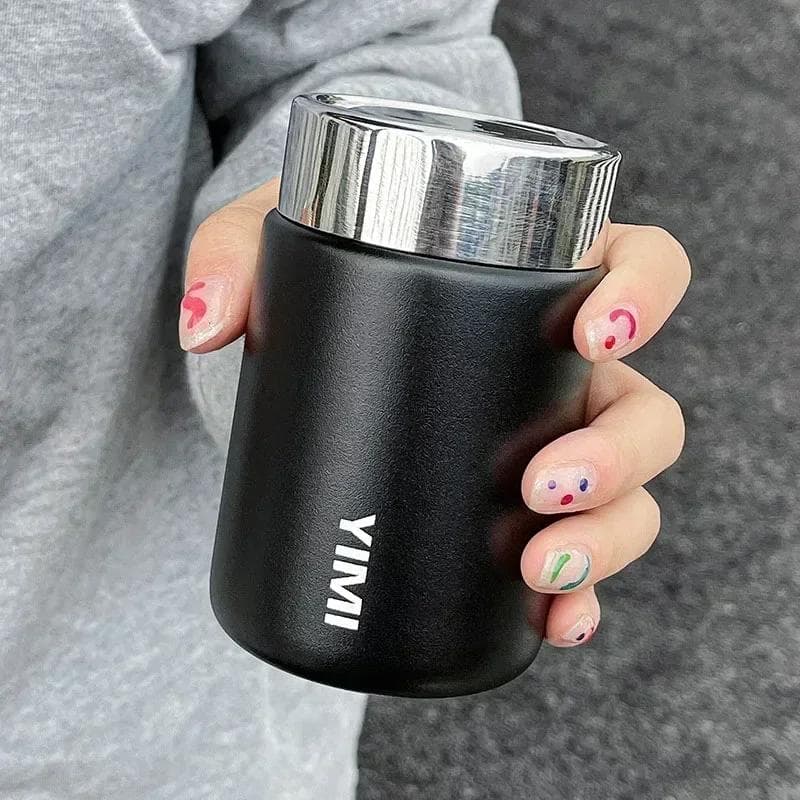 230ml Mini Stainless Steel Thermos Mug Fashion Portable Pocket Vacuum Flask Coffee Tea Thermal Water Bottle Tumbler black
