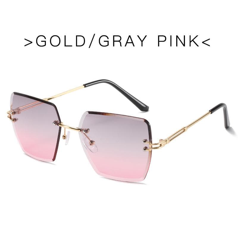 Trendy Polygonal Gradient Sunglasses Frameless Cut Edge UV Protection Unisex Stylish Shades