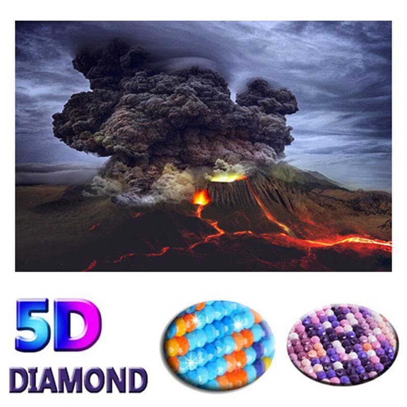 Diamond Painting Volcano Eruption Landscape Scenery Cross Stitch Diamond Embroidery 20X30CM