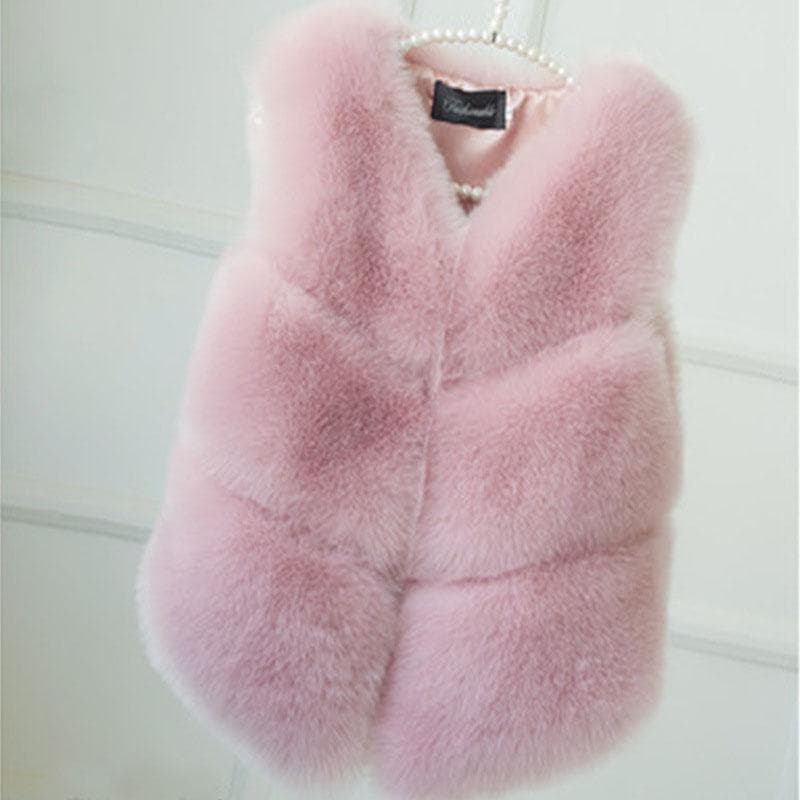 Autumn Winter Thick Warm Faux Fox Fur Vest Women High Quality Fashion V-Neck Short Fur Coat Female Fur Waistcoat L pink