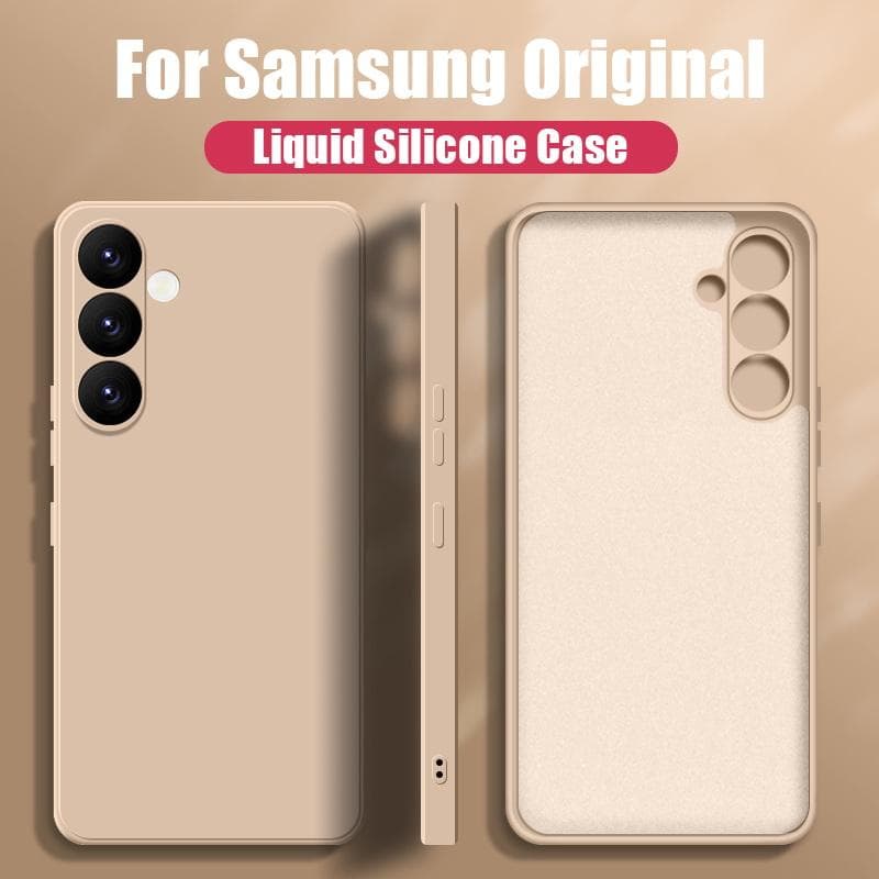 For Samsung A56 A16 A36 A55 A15 A35 A54 5G Case Liquid Silicone Phone Case For Samsung Galaxy S25 Ultra S24 FE S23 S22 S26 S21 A17 A37 A57 Cover Candy Samsung S25 FE tan