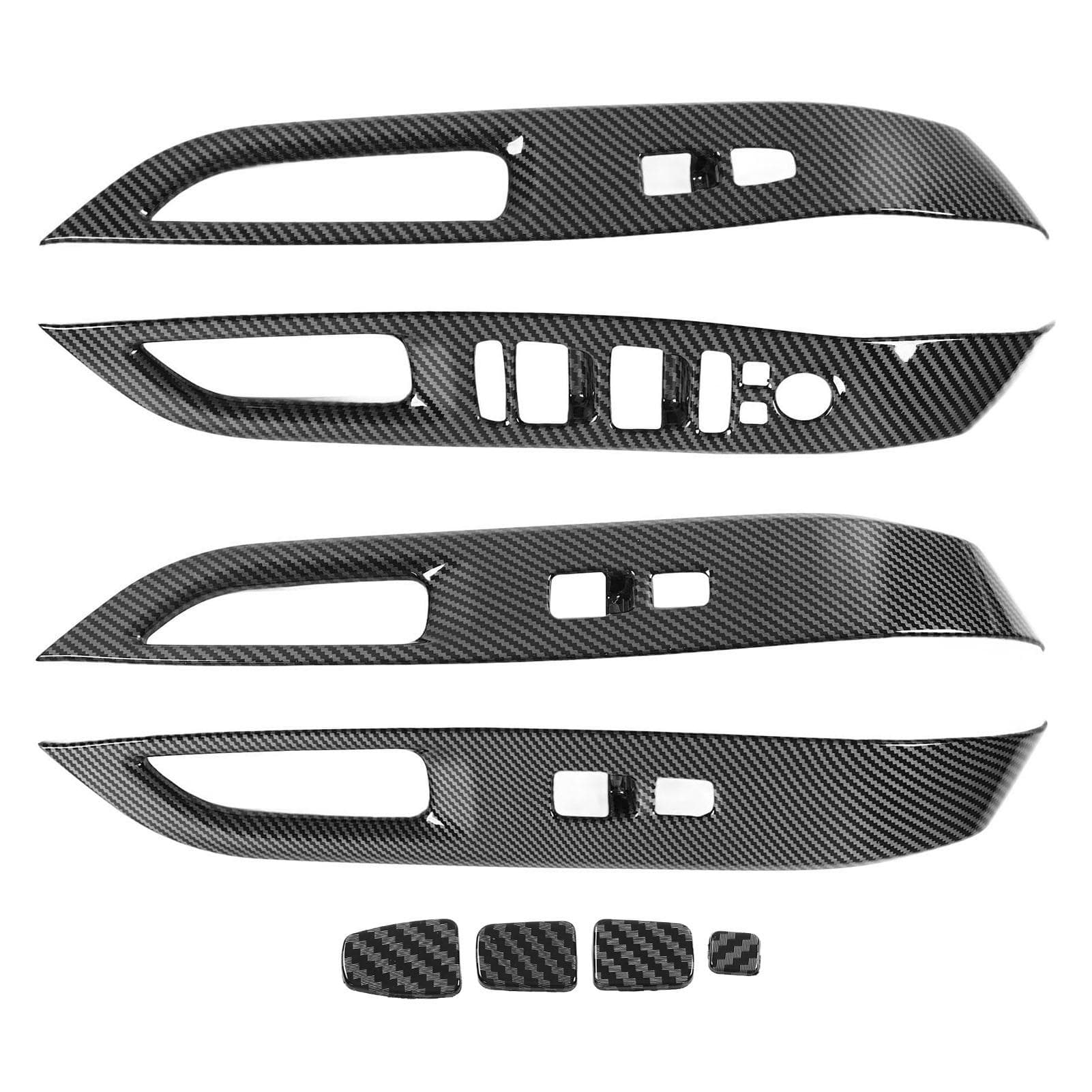 8PCs Door Window Switch Panel Decoration Carbon Fiber Style Lift Switch Button Cover Replacement