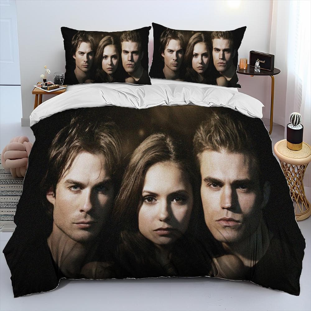 New Movie The Vampire Diaries Bedding Set Single Twin Full Queen King Size Bed Set Adult Kid Bedroom Duvetcover Set Home Textile EU Twin 135x200cm