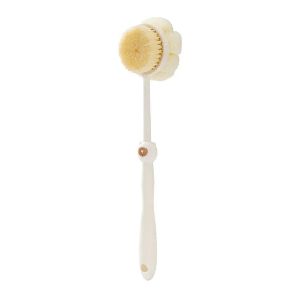 Two sided Shower Body Brush Silicone Long Handle Bathroom Wash Brush Bathing Massage Back Body Exfoliating Brush Bath Supplies white