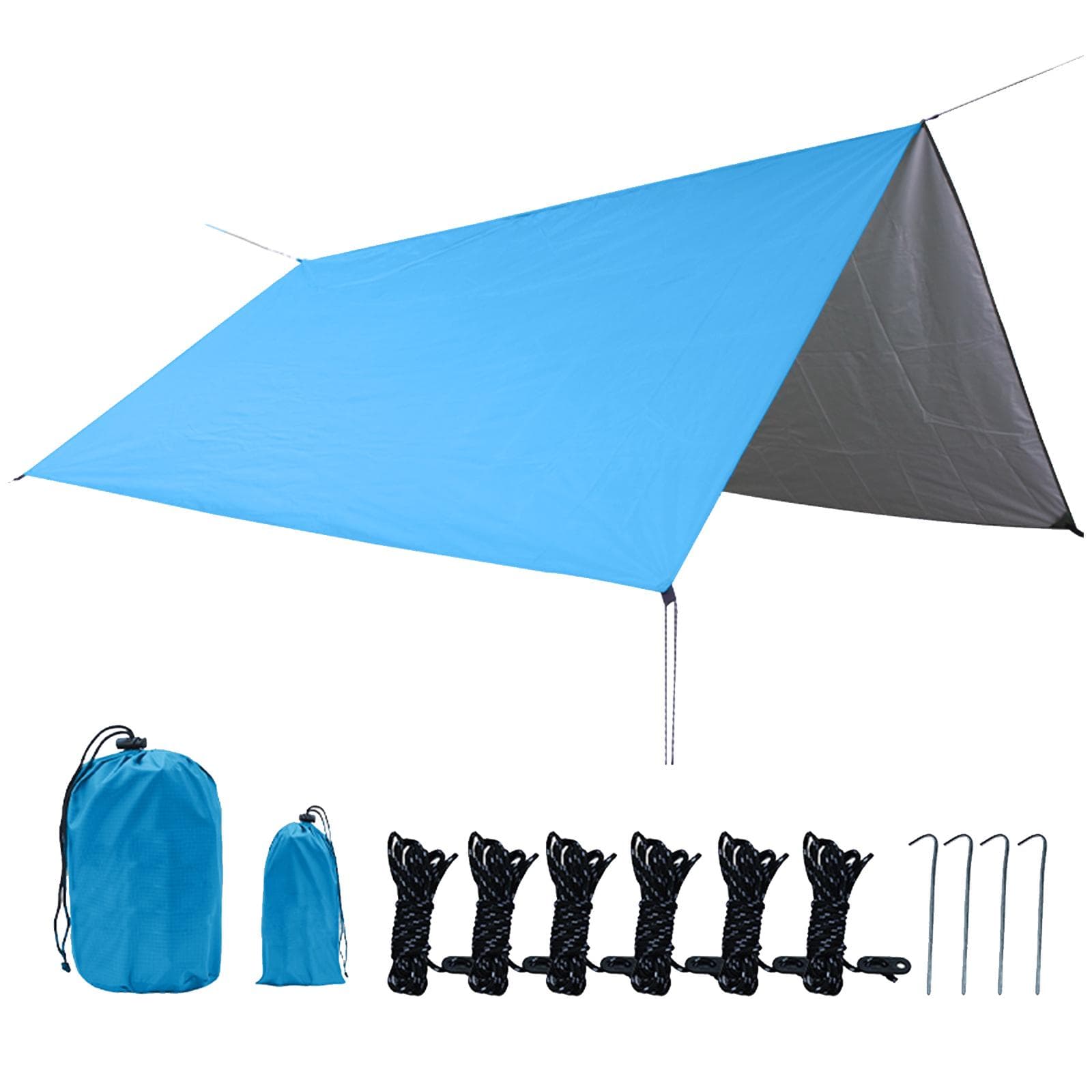 10 x 10 FT Sail Canopy Waterproof Rain Fly Sun Shade UV Resistant Heavy Duty Sand Sunshade With sky blue
