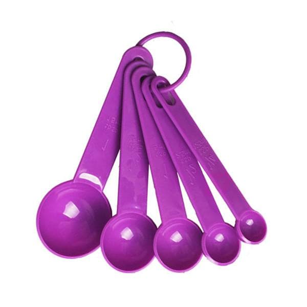 Creative 5pcs/set Baking Cooking Kitchen Tools Measuring Spoon Silicone Measuring Ladle with Scale Kitchen Tools purple