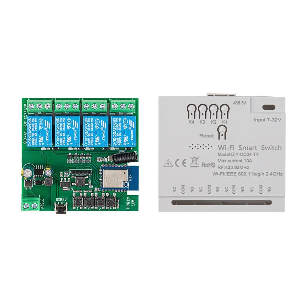 Tuya Wifi RF Home Electrical Appliance 5V 12 V Breaker On-Off Controller Module Pointing 4-channel multicolour