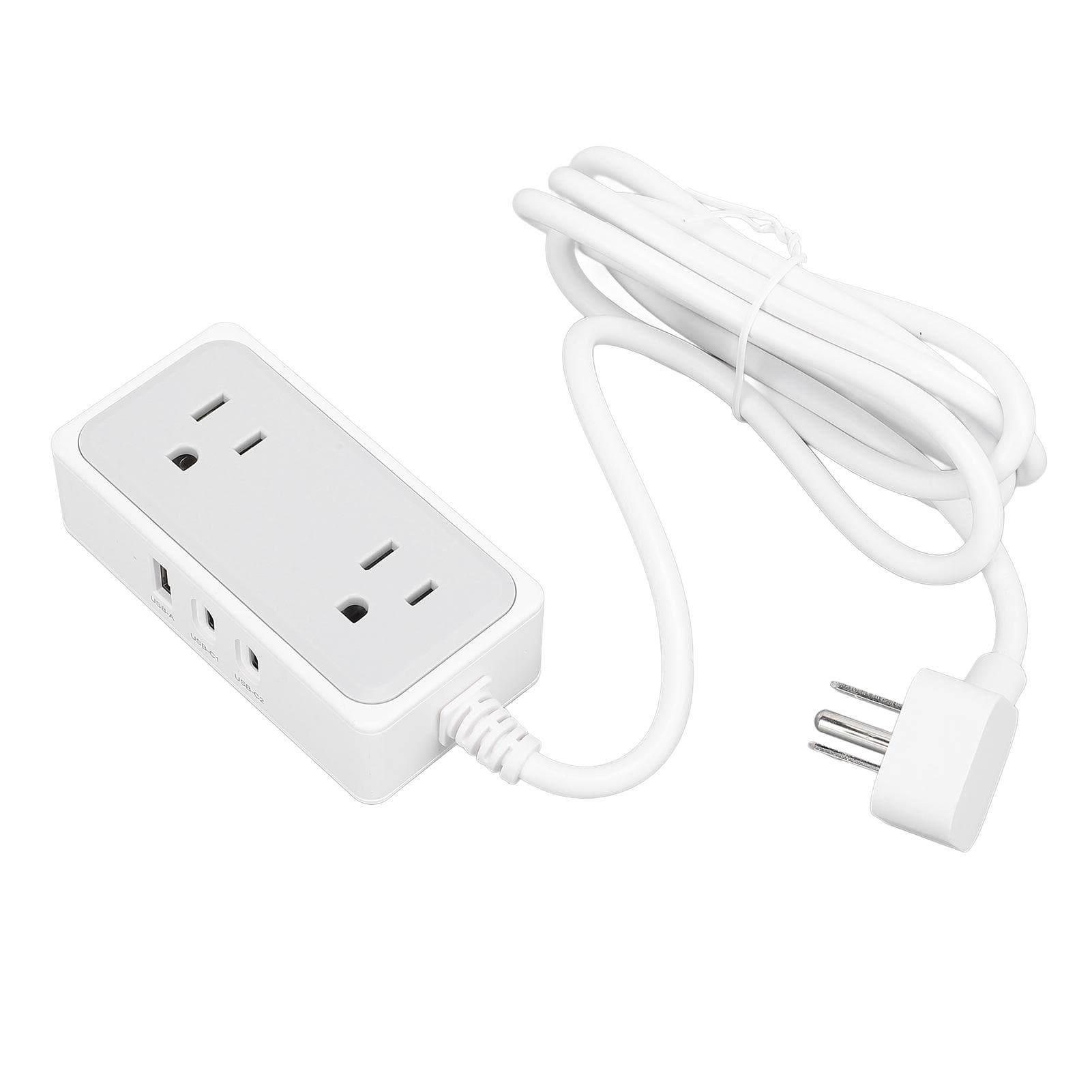 Power Strip 1250W 5 in 1 Type C USB A Port AC Socket Flat Plug Multi Plug Outlet Splitter for Home US Plug