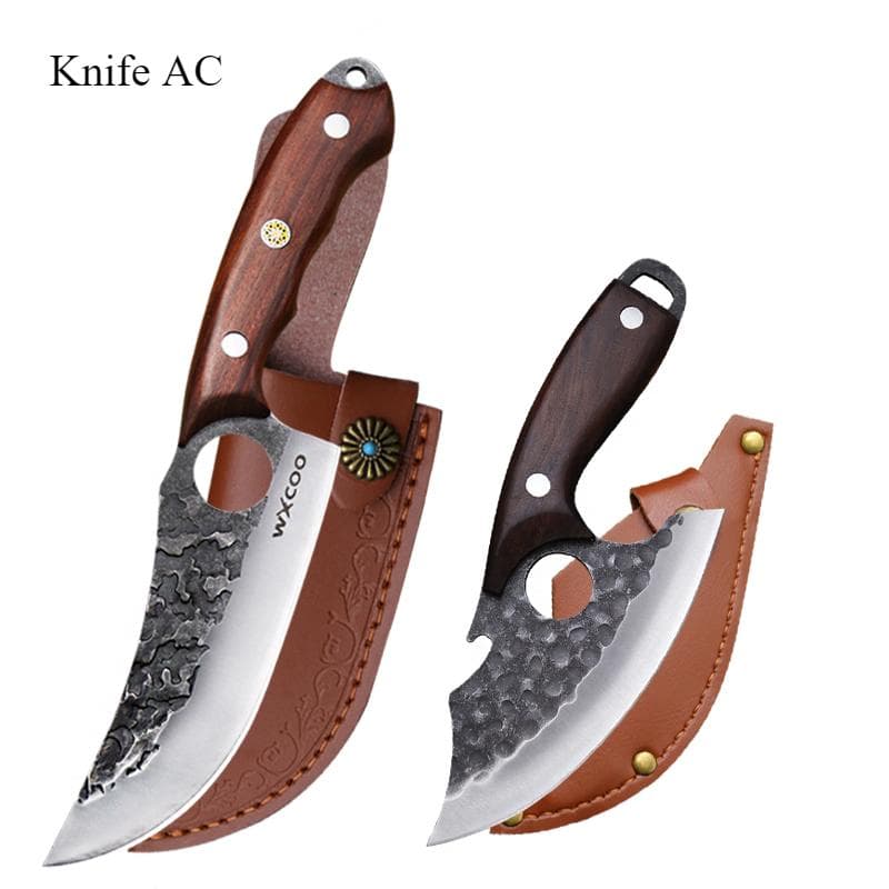 Hand Forged Stainless Steel Meat Cleaver Mongolian Hand Meat Knife Convenient Slaughter Knife with Knife Division Knife Combination AC