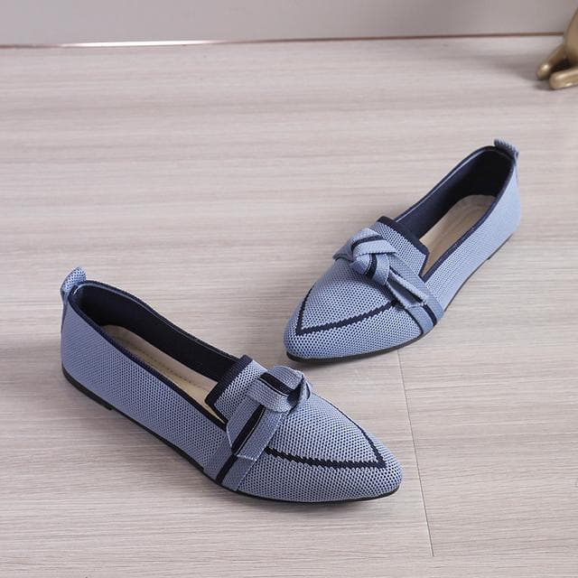 Women's Shoes Loafers Ballet Flats Pointed Toe Barefoot Slip-on Casual Low Heel Luxury Brand Woman Shoe in Butterfly 43 blue