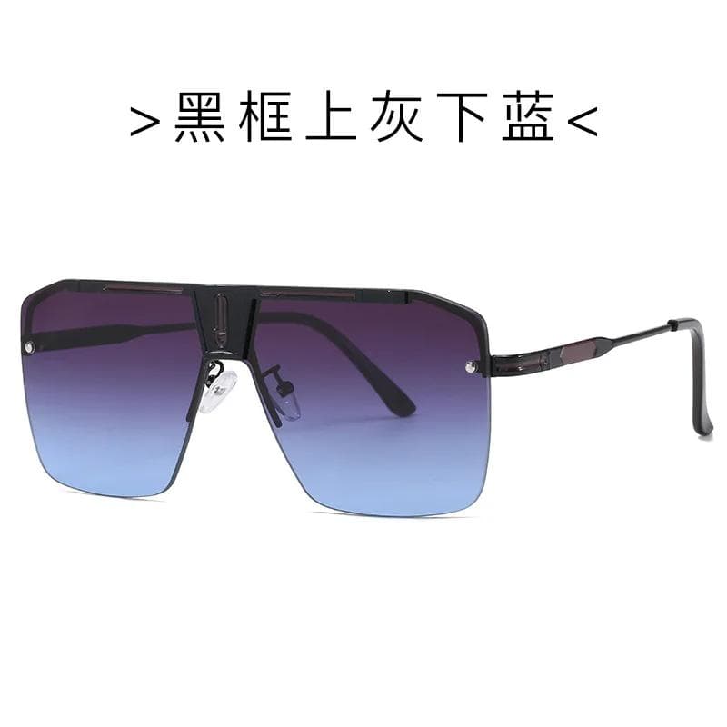 Conjoined Square Sunglasses UV400 Protection Frameless Lightweight Stylish Men's Street Photography Decorative Glasses
