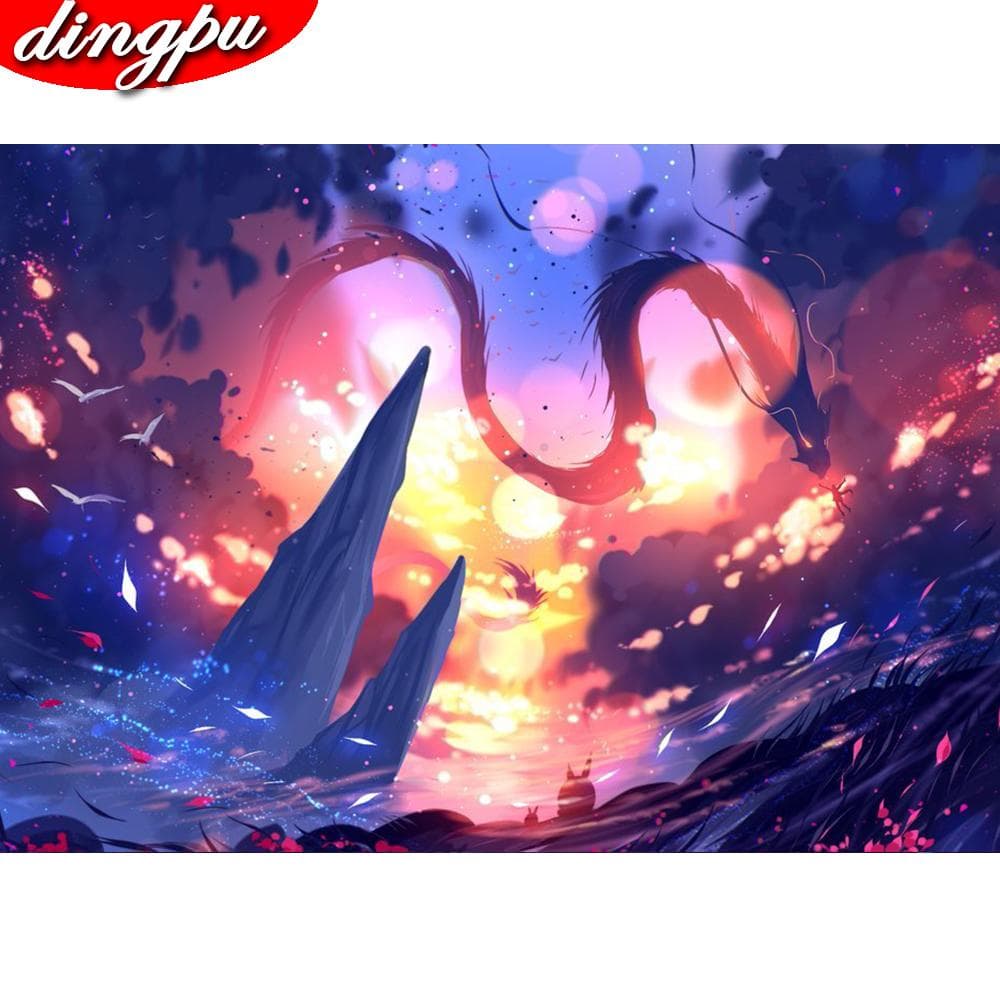 DINGPU 5D Diamond Painting Full Round Landscape Diy Diamond Embroidery Cross Stitch Diamond Art 20X30CM
