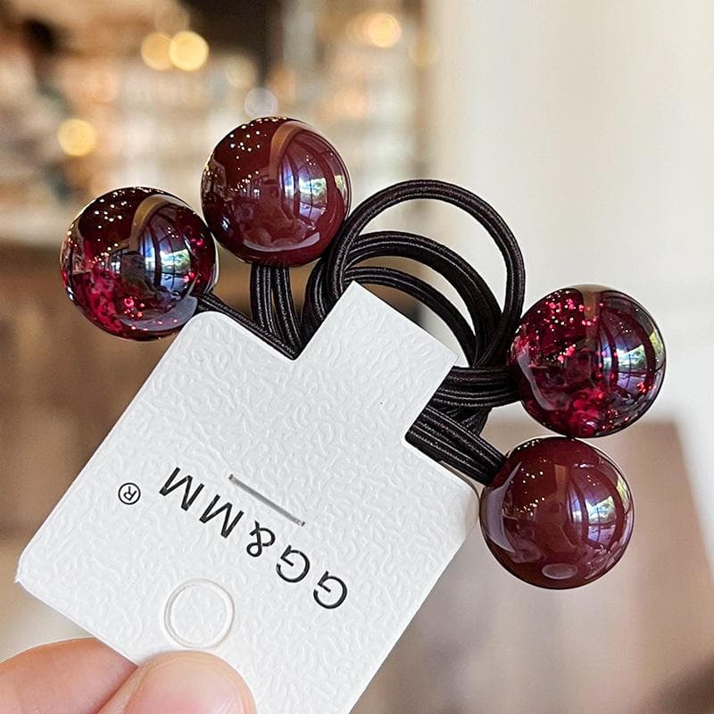2pcs new children's hair accessories color collision hair ring hair rope lovely magic beads women's rubber band head rope