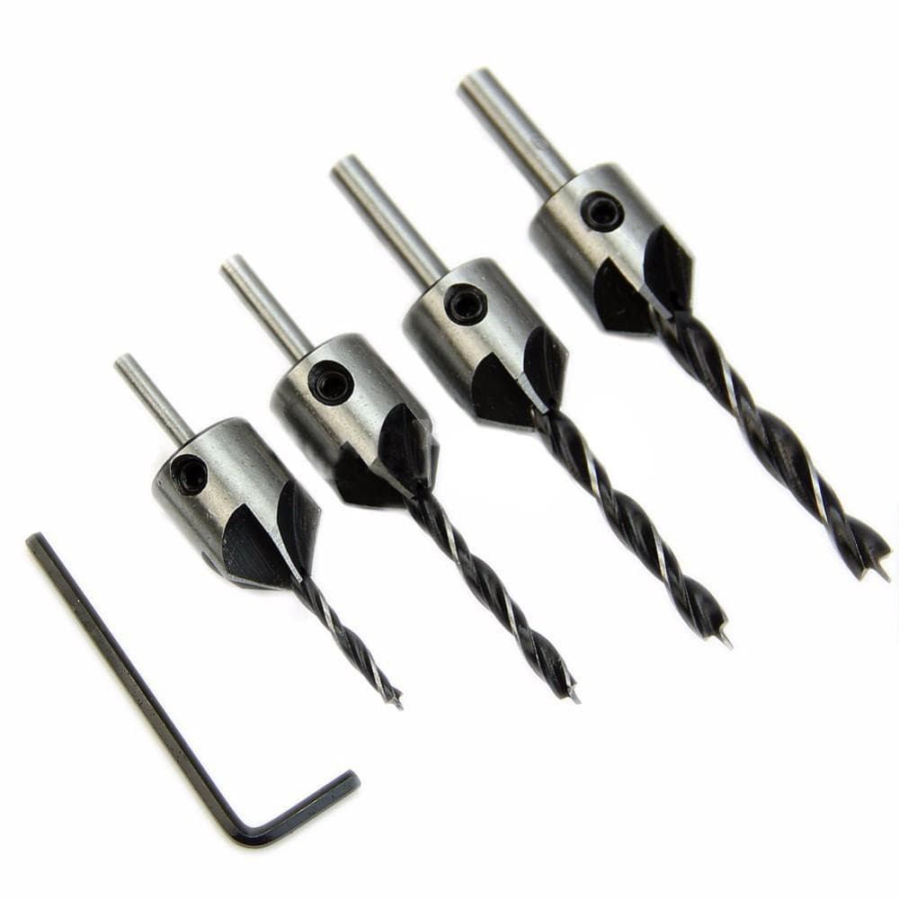 4pcs HSS Countersink Wood Drill Steel Countersink Drill Set Reamer Set For Woodworking Chamfer 5 Flute 3mm-6mm