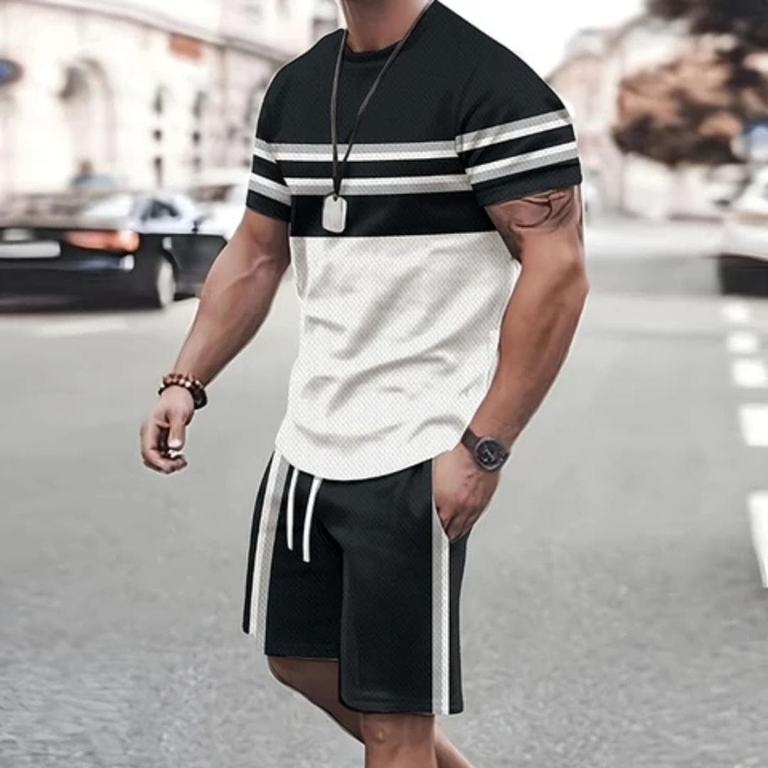 Summer Men's Casual Suit Street Fashion Loose and Comfortable T-Shirt Outdoor Sports Running Shorts Novel Text Printing M