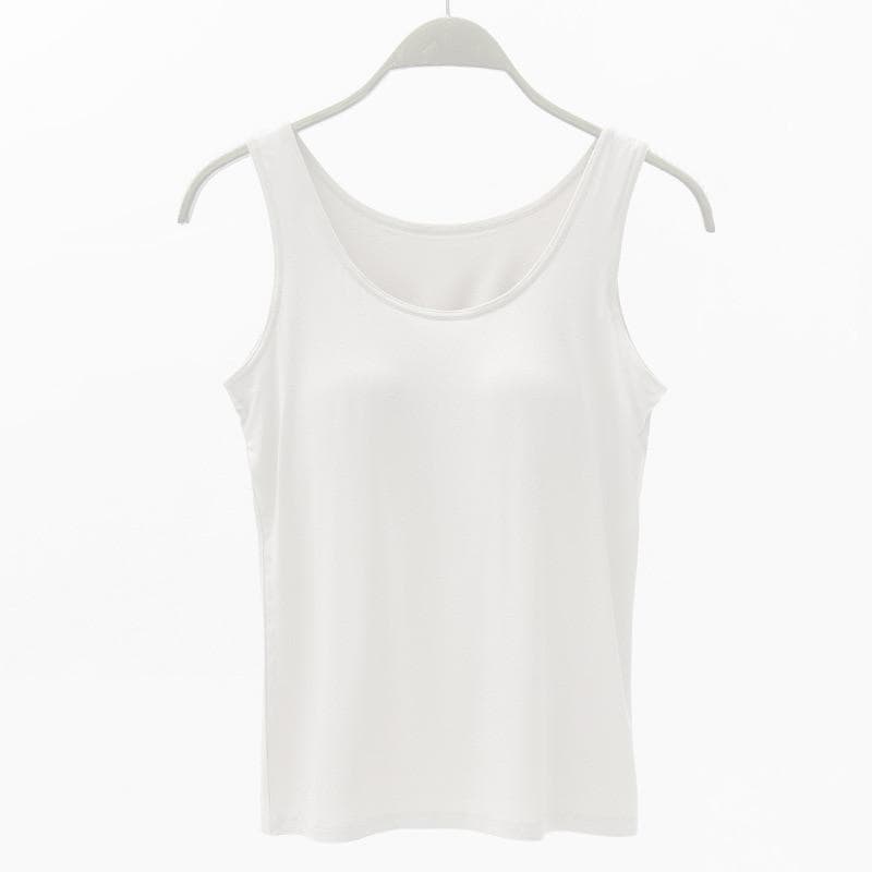 Women's Large Modal Camisole Lingerie Top for Summer with Five-Finger Cup Chest Pad and Wide Shoulder Straps - Multiple Color Options L