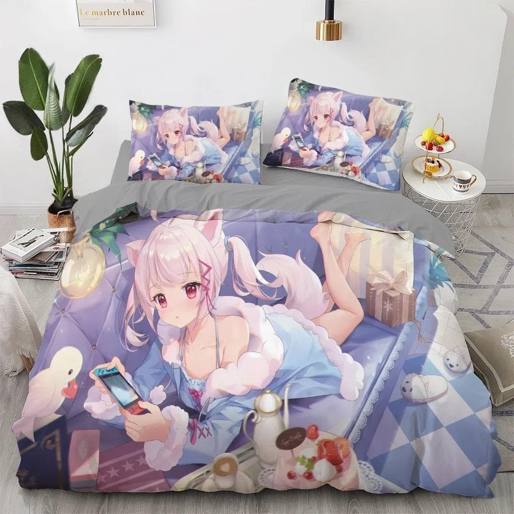Anime kawaii Bedding Set Japan Anime loli Duvet Cover Set Kids Bedroom Cartoon 3D Printed Quilt Cover Bedroom Gift 70x133cm 2pcs