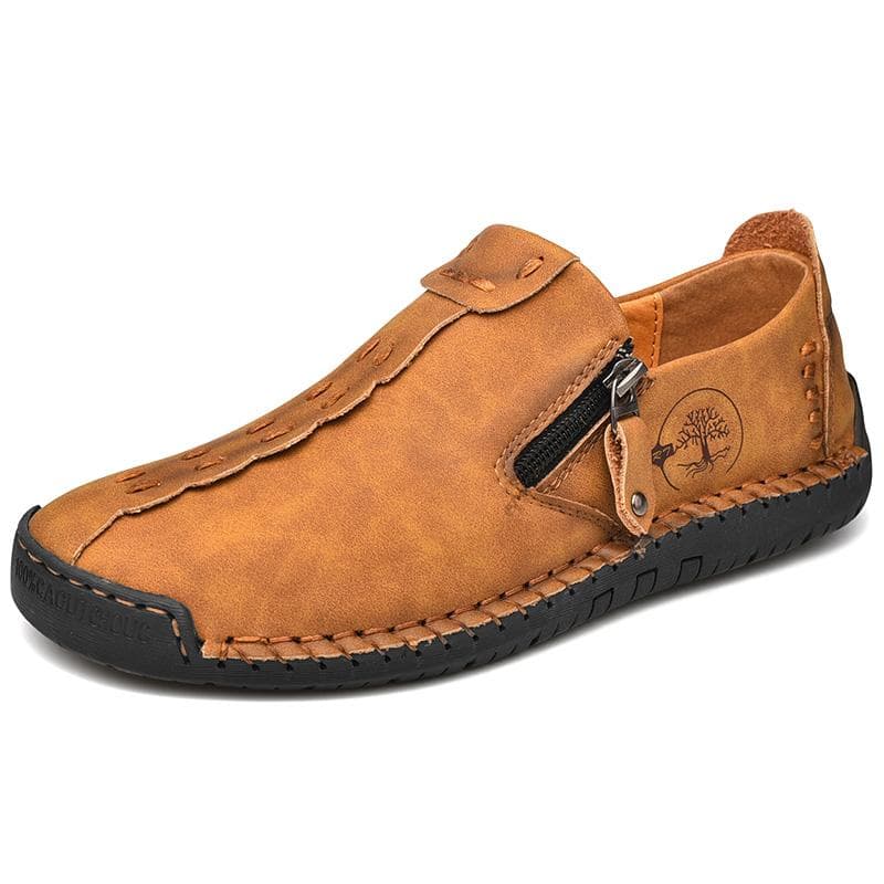 Spring and Autumn Men's Casual Leather Shoes Large Size Men's Driving Car Shoes Men's Breathable Handmade Casual Shoes 43 brown