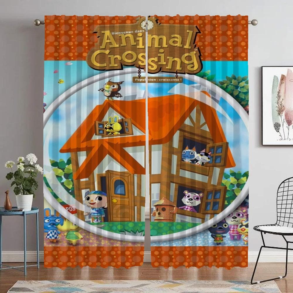 Partition Animal Crossing Curtains Child Room Curtains for Bedroom Shades Halloween Decoration Blackout Curtain for Room 2 Panel W86xH183cmx2pcs-CL