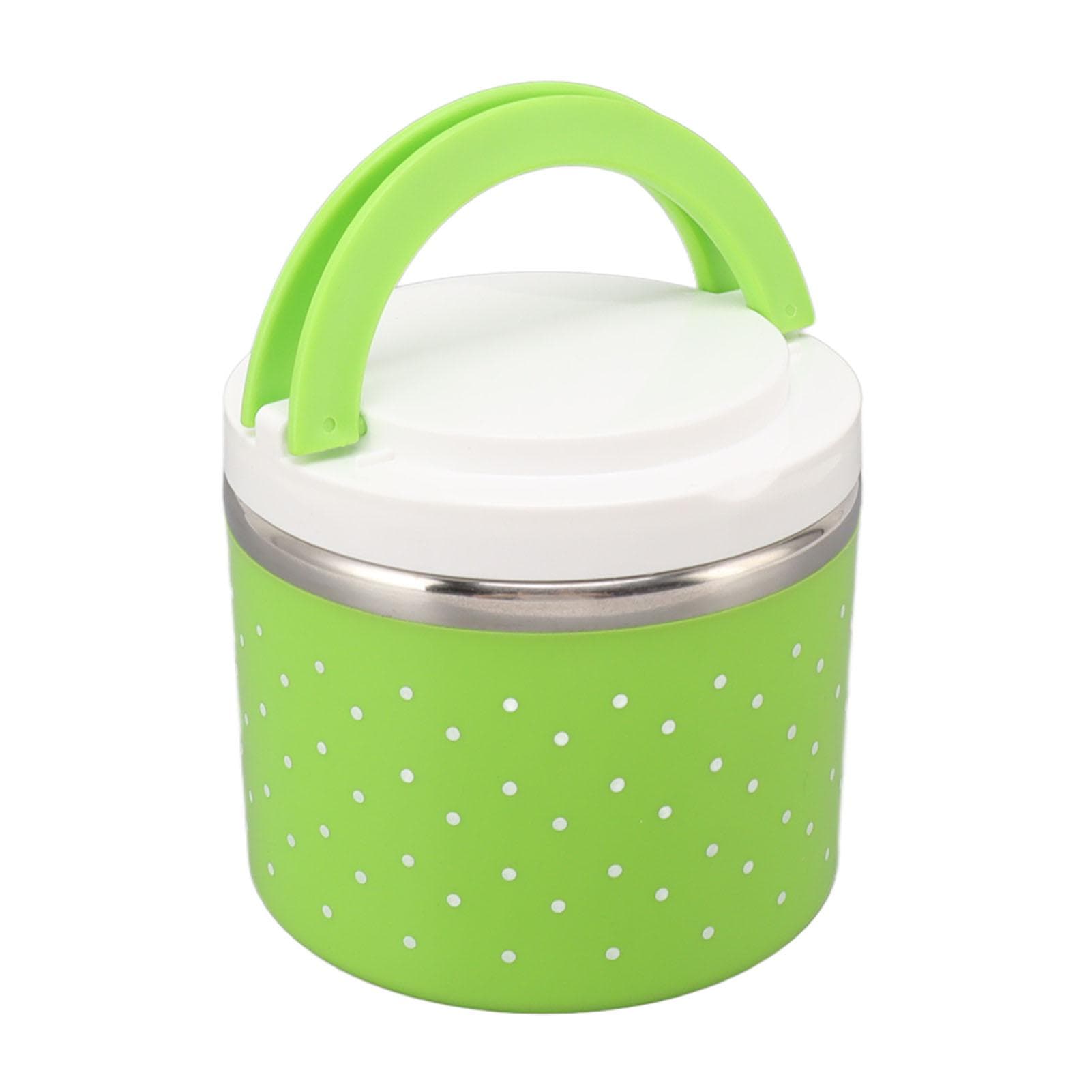 Round Insulated Lunch Box Leakage Proof Portable Large Thermal Food Container for School Office L(for 6.5-9kg) green