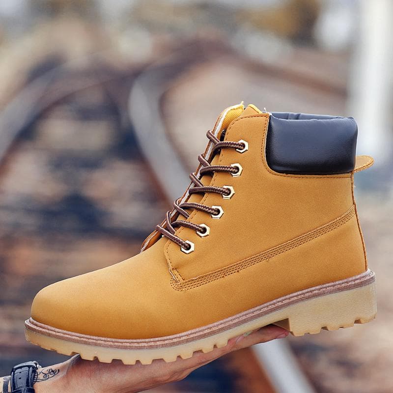 Men's Fall Winter Boots Leather Boots Large Size Men's Boots 46 camel