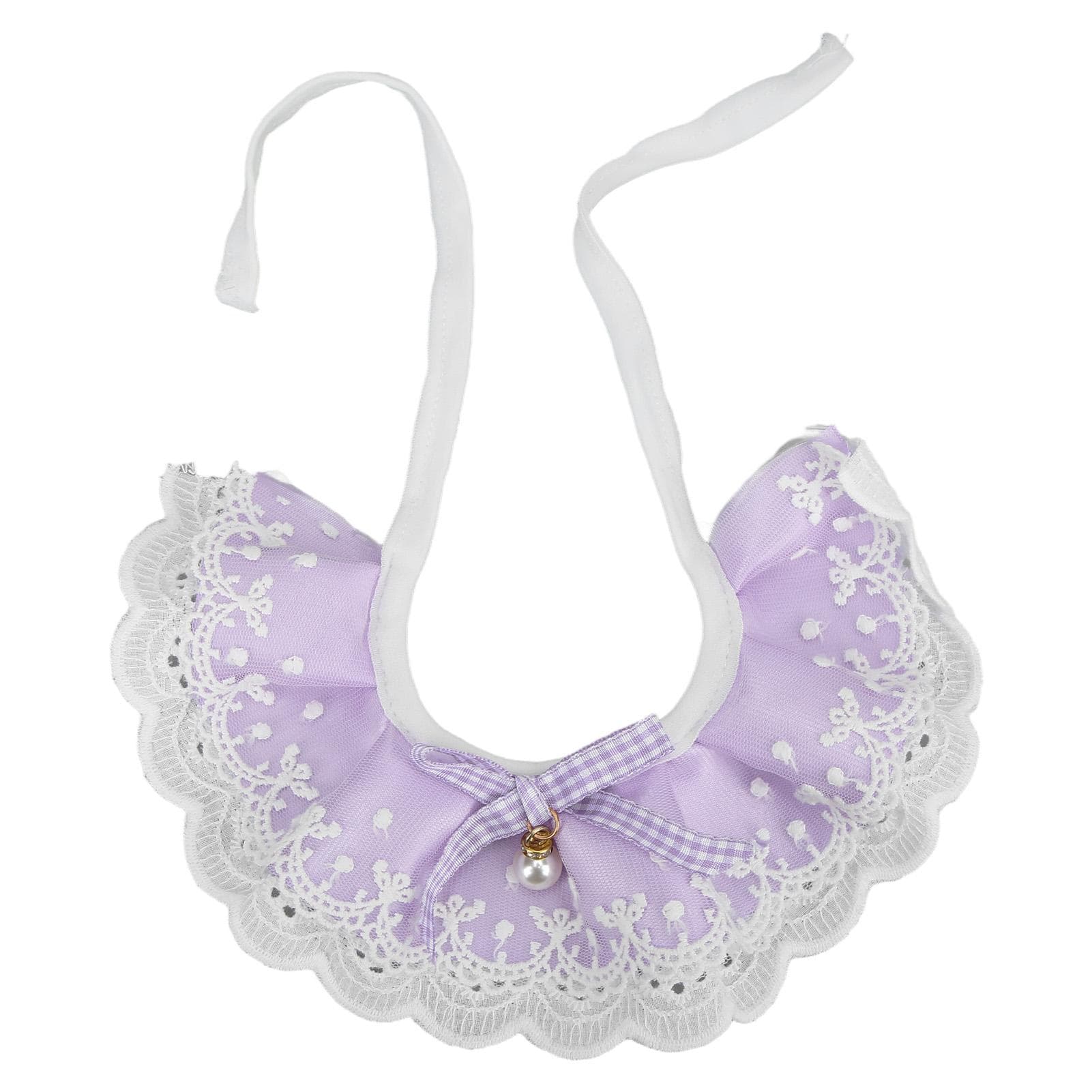 Cat Lace Scarf Breathable Soft and Comfortable Cute Lace Princess Pet Saliva Towel for Small Medium L purple