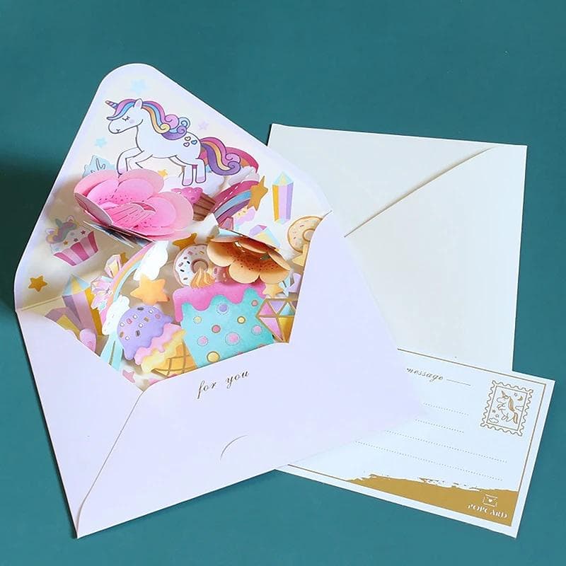 New Romantic Flower Birthday Christmas Card 3D Pop-up Greeting Cards Set Postcard Party Wedding Decorations Creative Girl Gifts
