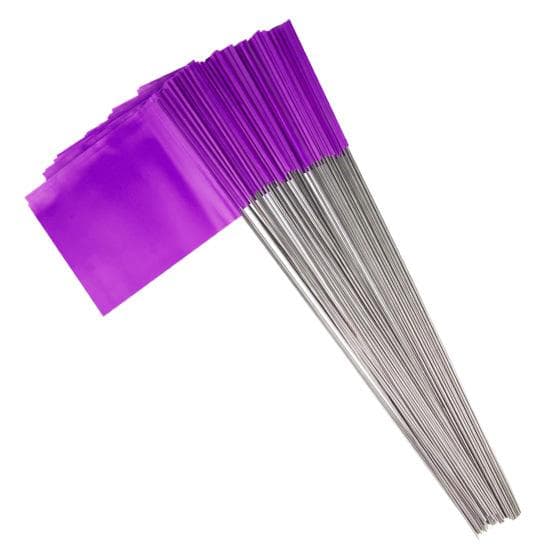 100Pcs Marking Flags Lawn Flag Markers Waterproof Non-Fading Widely Used PVC Landscape Flags Sprinkler Flags purple