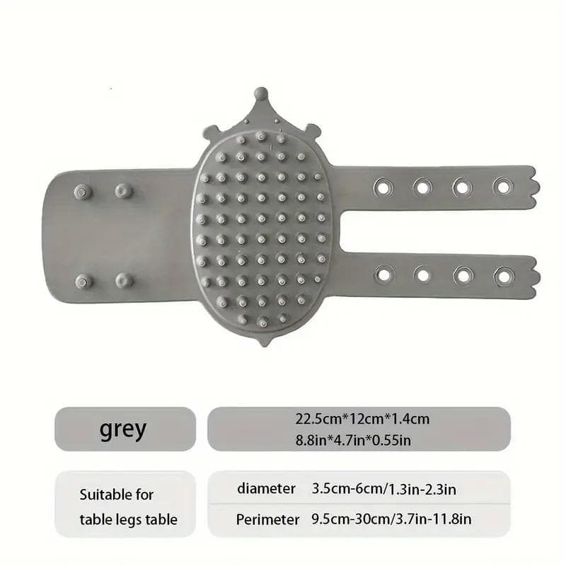 Rubber Self-Grooming Cat Scratcher - Wall & Table Leg Mountable, Flexible Bristles, Non-Electric Pet Massage & Fur Removal Tool grey