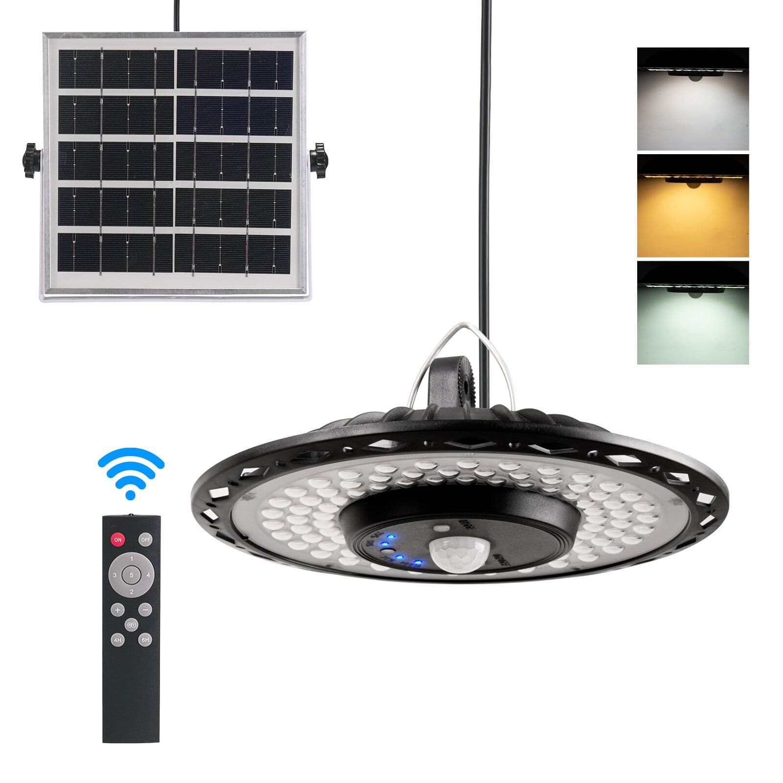 180LEDs Solar Powered Pendant Lamp Wall Lamp Garage Light Motion Sensor Light Outdoor Waterproof 1 Pack black