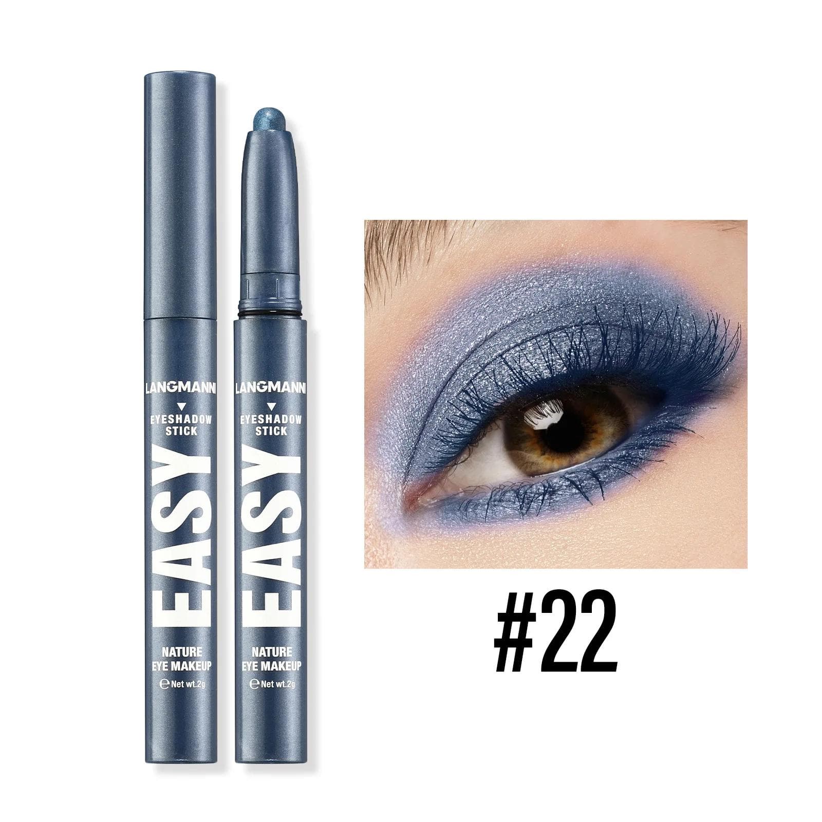 Metallic Pearlescent Eye Shadow Stick Shimmer Blue Eyeshadow Brighten Highlighter Eyeshadow Pen Waterproof Eyeliner Makeup