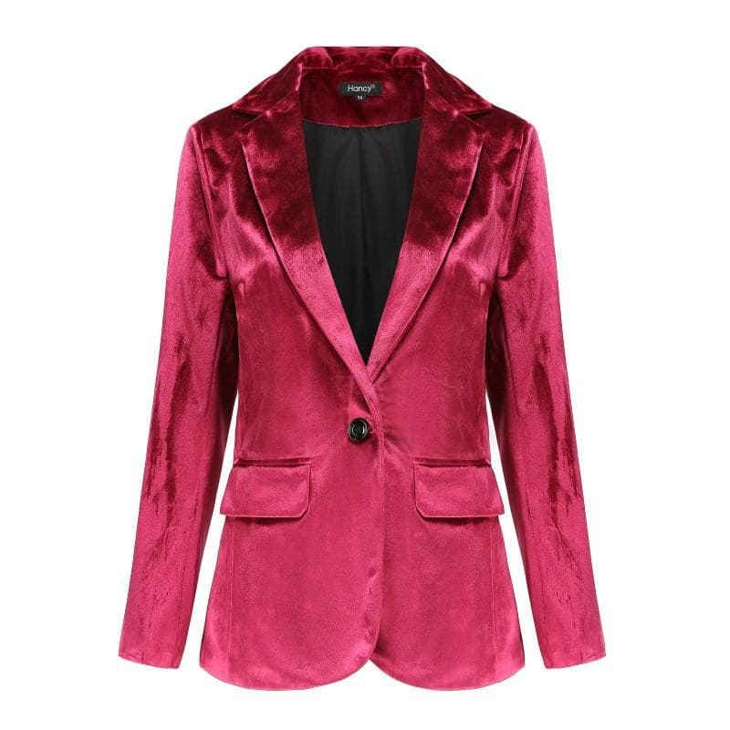 Women's Top Jacket Autumn and Winter New Solid Color Simple Golden Velvet Small Suit Women XXL