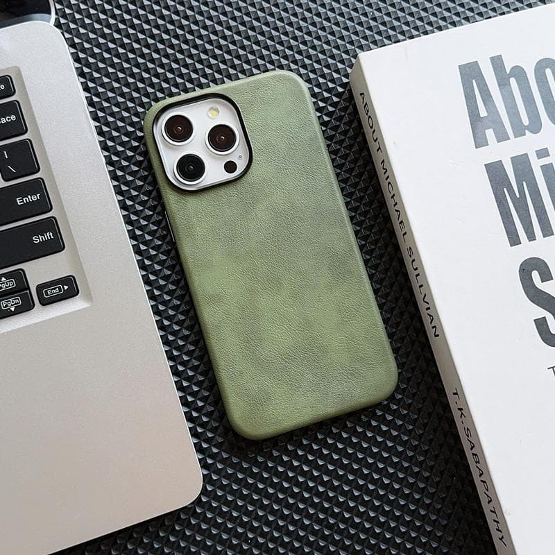 Applicable To Apple 16ProMax Magnetic Charging Leather Mobile Phone Case IPhone 15 Full-cover Crazy Leather 14 Anti-fall Cover iPhone16