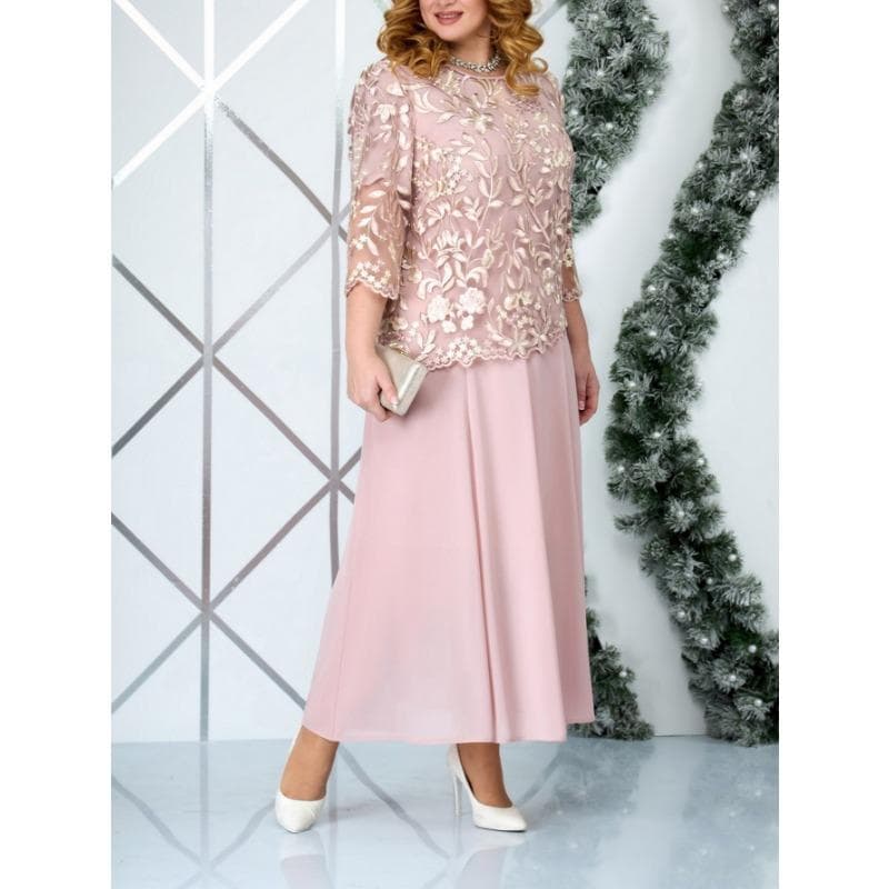 Plus Size Women's New Fashion Lace Chiffon Dress 5XL