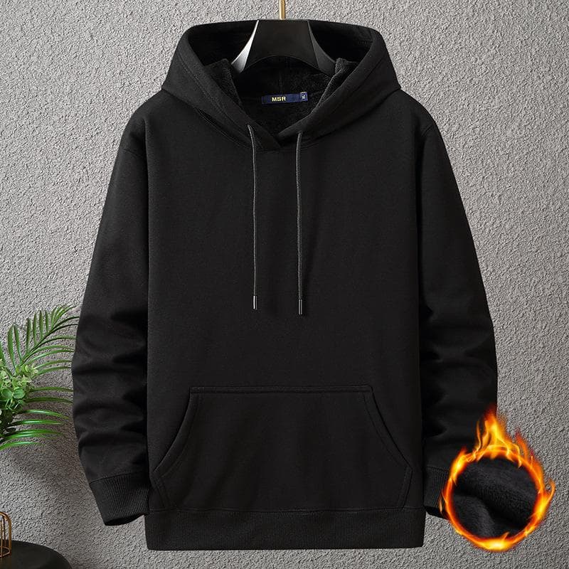 12XL 10XL Plus Size Hoodies Autumn Winter Thick Fleece Hoodie Male Big Size 12XL Hooded Pullover Solid Color Hoodies Men 11XL black