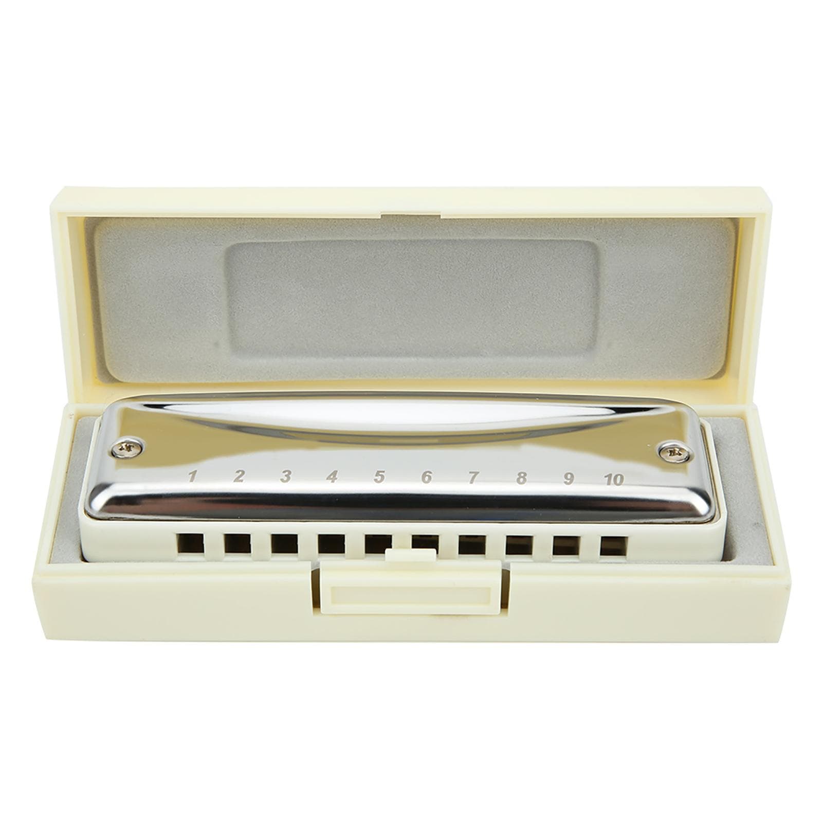 Blues Harmonica 10 Holes Mouthorgan G Key Stainless Steel ABS Resin Wind InstrumentWhite white